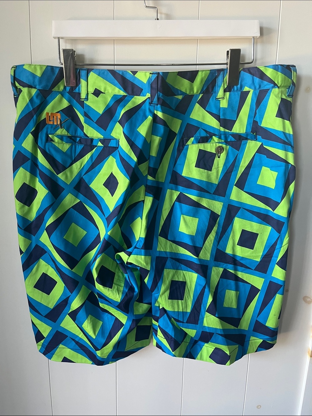 Men's Blue & Lime Geometric Board Shorts